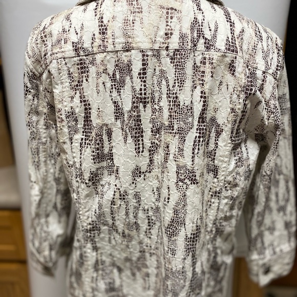 Chico’s Reptile Print Denim Jacket - Picture 3 of 6